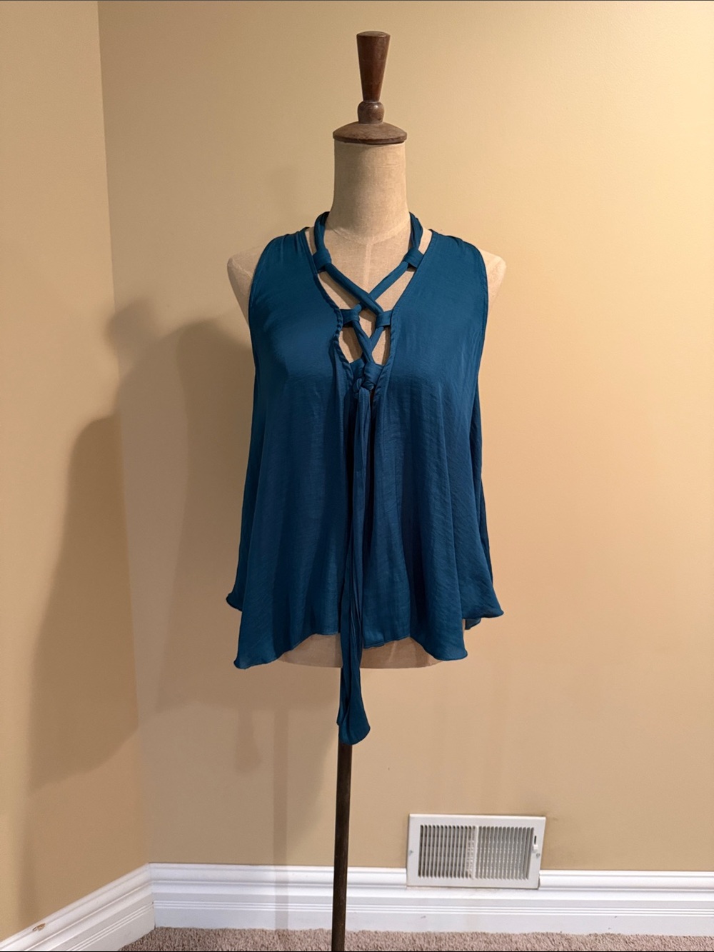 Free People Silky Teal Top